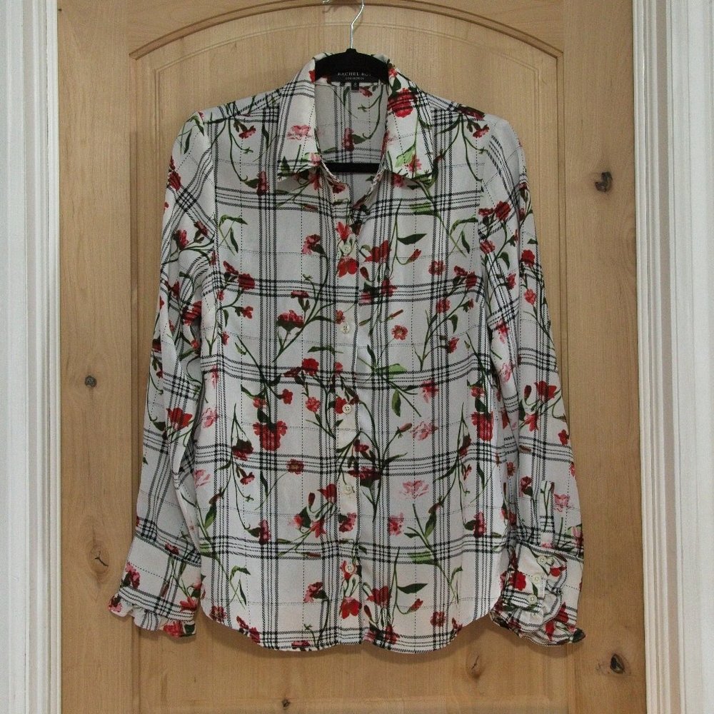 RACHAEL ROY plaid floral button down shirt, size 8